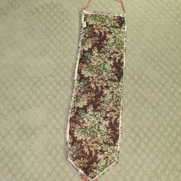 Vtg Mauve Maroon Ivory Fabric Tapestry Hanging 3 Frames Tapestry a 3x3 & (2) 3x5 - Picture 2 of 11